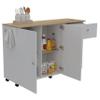 FM FURNITURE Chico Kitchen Island with 2 Cabinets, 2 Open Shelves, and Drawer, White/Pine view 2