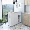 FM FURNITURE Chico Kitchen Island with 2 Cabinets, 2 Open Shelves, and Drawer, White/Pine view 4