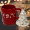 RAE DUNN RED CHRISTMAS MUG WITH WHITE CHRISTMAS TREE TOPPER/LID - Artisan Collection By Magenta - (Christmas) view 2