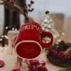 RAE DUNN RED CHRISTMAS MUG WITH WHITE CHRISTMAS TREE TOPPER/LID - Artisan Collection By Magenta - (Christmas) view 3