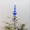 Polish Gallery Christmas Tree Topper Spitz Glass Blown Hand-Decorated White Embellishments (Blue Gloss, 15 Inch) view 2