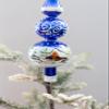 Polish Gallery Christmas Tree Topper Spitz Glass Blown Hand-Decorated White Embellishments (Blue Gloss, 15 Inch) view 3