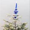 Polish Gallery Christmas Tree Topper Spitz Glass Blown Hand-Decorated White Embellishments (Blue Gloss, 15 Inch) view 4
