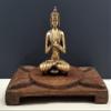 Exotic India Buddha Seated on Wooden Lotus Chowki (Pedestal) | Brass Buddha with Wooden Pedestal | Handmade | Ma view 1