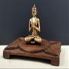 Exotic India Buddha Seated on Wooden Lotus Chowki (Pedestal) | Brass Buddha with Wooden Pedestal | Handmade | Ma view 2