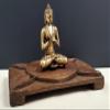 Exotic India Buddha Seated on Wooden Lotus Chowki (Pedestal) | Brass Buddha with Wooden Pedestal | Handmade | Ma view 3