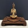 Exotic India Buddha Seated on Wooden Lotus Chowki (Pedestal) | Brass Buddha with Wooden Pedestal | Handmade | Ma view 4