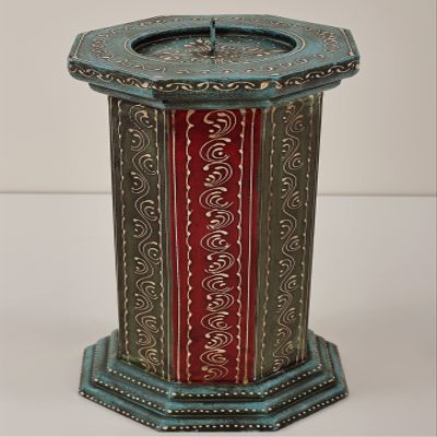 12" Decorative Colorfull Candle Stand | Decorative Candle Stand | Handmade Art | Made in India - Man - Color Gray
