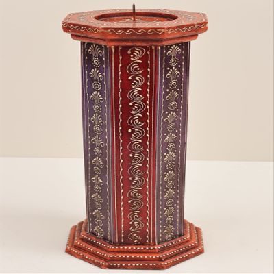 15" Decorative Colorfull Candle Stand | Decorative Candle Stand | Handmade Art | Made in India - Man - Color Orange