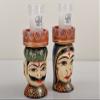 4" Wooden Rajsthani Men Women Face Candle Stand with Candle | Decorative Wooden Candle Stand | Handm view 2