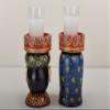 4" Wooden Rajsthani Men Women Face Candle Stand with Candle | Decorative Wooden Candle Stand | Handm view 3