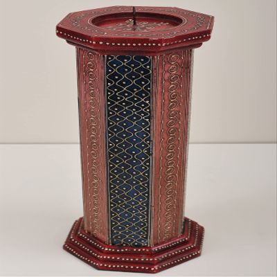 15" Decorative Colorfull Candle Stand | Decorative Candle Stand | Handmade Art | Made in India - Man - Color Red