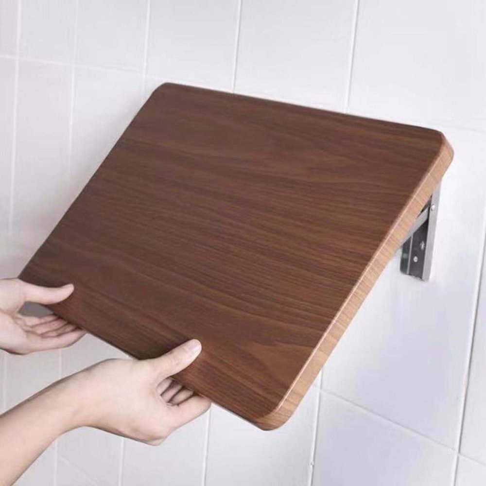 Wall Mounted Folding Table Wooden Minimalist Wall Mounted Fold Down Table, Space Saving Small Floating Drop-Leaf Wall Shelf Workbench, Easy to Install Clean
