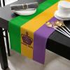 AMZRicher Mardi Gras Flag Burlap-Cotton Table Runner 120 Inches Long, Crown Purple Orange Green Durable Farmhouse Table Runners Outdoor Dining Tablecloths Decor for Baby Shower/Party/Wedding view 2