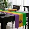 AMZRicher Mardi Gras Flag Burlap-Cotton Table Runner 120 Inches Long, Crown Purple Orange Green Durable Farmhouse Table Runners Outdoor Dining Tablecloths Decor for Baby Shower/Party/Wedding view 3