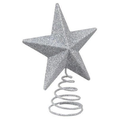 Glittery Mini Metal Star Tree Toppers, 4.75x3.75-in. (Silver) Gold,Silver