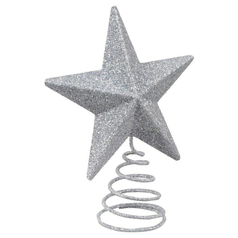 Glittery Mini Metal Star Tree Toppers, 4.75x3.75-in. (Silver) Gold,Silver