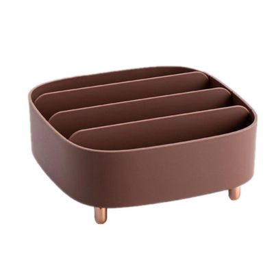 Desktop Storage Box Desktop Compartment Storage Box Cosmetic Box Sundries Storage And Sorting One Piece Light Brown