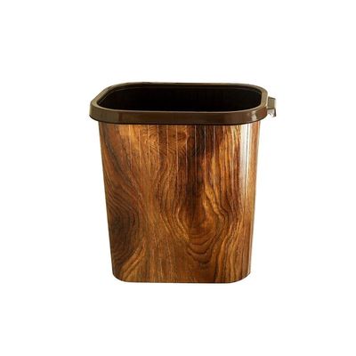 BDPP Trash Can Trash Can with Pressure Ring,Retro Imitation Wood Grain Garbage Can,Rectangular Garbage Bin,Bedroom Kitchen Bathroom USO Interior y Exterior