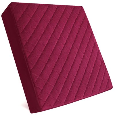 COMFORTANZA Soft 18x18x3 Memory Foam Seat Cushion for Kitchen, Dining, Office Chairs, Cars - Washable Velvety Cover with Waterproof Layer & Non-Slip Base - Comfort & Back Pain Relief - Burgundy
