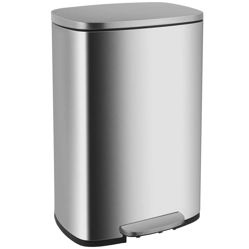 PayLessHere 13.2 Gallon(50L) Trash Can, Fingerprint Proof Stainless Steel Kitchen Garbage Can with Removable Inner Bucket and Hinged Lids, Pedal Rubbish Bin for Home Office