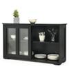LOKO Stackable Buffet Cabinet, Kitchen Storage Cabinet with Sliding Tempered Glass Doors, Small Sideboard for Kitchen, Dining Room or Living Room, 42 x 13 x 24.5 inches (Black) view 1