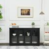 LOKO Stackable Buffet Cabinet, Kitchen Storage Cabinet with Sliding Tempered Glass Doors, Small Sideboard for Kitchen, Dining Room or Living Room, 42 x 13 x 24.5 inches (Black) view 2