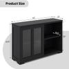 LOKO Stackable Buffet Cabinet, Kitchen Storage Cabinet with Sliding Tempered Glass Doors, Small Sideboard for Kitchen, Dining Room or Living Room, 42 x 13 x 24.5 inches (Black) view 3