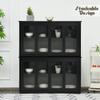 LOKO Stackable Buffet Cabinet, Kitchen Storage Cabinet with Sliding Tempered Glass Doors, Small Sideboard for Kitchen, Dining Room or Living Room, 42 x 13 x 24.5 inches (Black) view 4