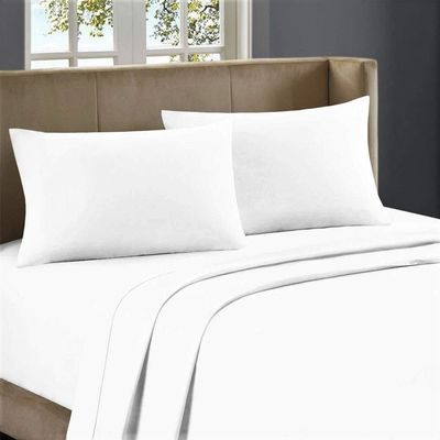 King Size Sheet Set White Solid 4 Piece Sheet Set-Luxurious Hotel Bed Sheet-15 Extra Deep Pocket -100% Egyptian Cotton-Easy Fit-Breathable & Cooling Sheets(King/White)