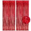 GREATRIL Red Fringe Curtains Party Streamers Backdrop Foil Tinsel Curtain Decoration for Stranger Theme Party Christmas Valentines Day Party 2 Pack view 1
