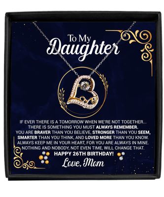 26th Birthday Necklace Gift from Mom with Message Card for Daughter, to My Daughter 26th Birthday Love Dancing Necklace Gift
