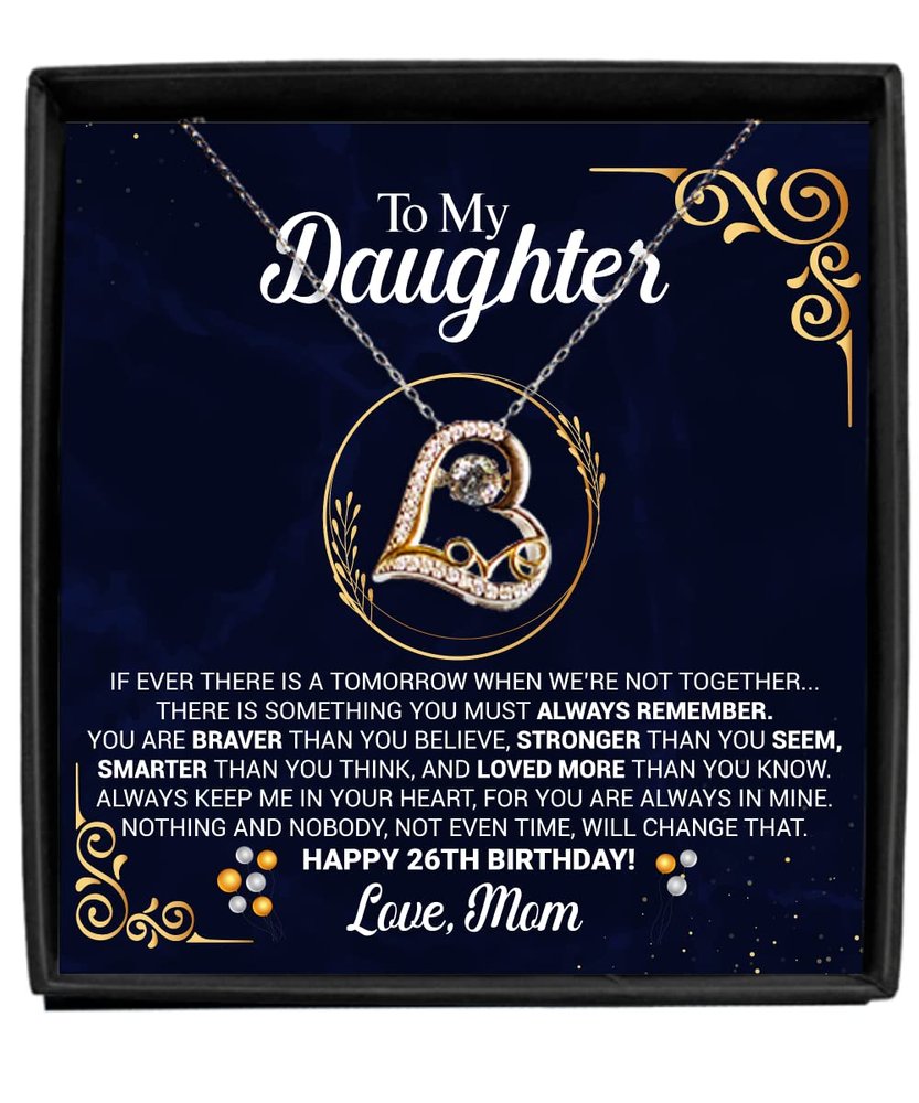 26th Birthday Necklace Gift from Mom with Message Card for Daughter, to My Daughter 26th Birthday Love Dancing Necklace Gift