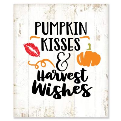 Aihesui Vintage Wood Sign Pumpkin Kisses Harvest Wishes Kitchen Home Farmhouse Living Diningroom Wood Wall Decor Funny Shabby Wooden Pallet
