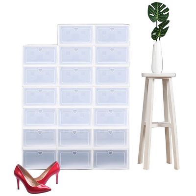 Gdrasuya10 Shoe Box 20x Foldable Storage Clear Plastic Transparent Organizer Stackable Sneaker Boxes Multifunction White Shoes Case