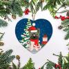 3'' Dog Ornaments for Christmas Tree 2021, Wolf Dog Keepsake Ceramic Round Ornament with String Home Decoration Gift for Xmas, Heart view 3