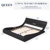 Allewie Upholstered Queen Size Platform Bed Frame Modern Low Profile Sleigh Bed with Faux Leather Adjustable Headboard, Wood Slat Support, Easy Assembly, No Box Spring Needed, Glossy Black view 2