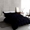 Astroo Linen Designer Pinch Pleated 3 Piece Duvet Cover Set with Zipper and Corner Ties 100% Pure Cotton 800 Thread Count Comforter/Quilt Cover (Twin/Twin XL Size, Navy Blue) view 2