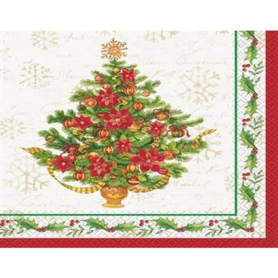 Set of 16 Individual Decoupage Paper Party Napkins Festive Poinsettia ChristmasWatercolor Decor Luncheon Napkin for a Birthday, holiday, Wedding, Cocktail Party
