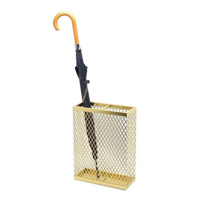 WXYZ Umbrella Stand Rack Golden Light Luxury Mesh Umbrella Stand, Long and Short Umbrella Storage Rack with 2 Hooks, Rectangular Umbrella Bucket, 30x13x40cm