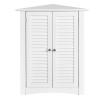 LDAILY LUARANE Wooden Corner Cabinet, Bathroom Floor Cabinet with Double Shutter Doors Adjustable Shelf, Free Standing Storage Organizer Cabinet for Bathroom Kitchen (White) view 1