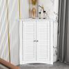 LDAILY LUARANE Wooden Corner Cabinet, Bathroom Floor Cabinet with Double Shutter Doors Adjustable Shelf, Free Standing Storage Organizer Cabinet for Bathroom Kitchen (White) view 2