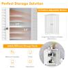 LDAILY LUARANE Wooden Corner Cabinet, Bathroom Floor Cabinet with Double Shutter Doors Adjustable Shelf, Free Standing Storage Organizer Cabinet for Bathroom Kitchen (White) view 4