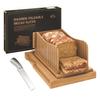 Bamboo Bread Slicer with Serrated Knife, Adjustable Guide for 3 Thickness Sizes, Foldable Chopping Board with Crumb Tray, Great for Homemade Bread, Cakes, Bagels view 1