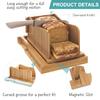 Bamboo Bread Slicer with Serrated Knife, Adjustable Guide for 3 Thickness Sizes, Foldable Chopping Board with Crumb Tray, Great for Homemade Bread, Cakes, Bagels view 3