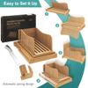 Bamboo Bread Slicer with Serrated Knife, Adjustable Guide for 3 Thickness Sizes, Foldable Chopping Board with Crumb Tray, Great for Homemade Bread, Cakes, Bagels view 4