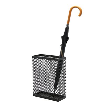 WXYZ Umbrella Stand Rack Creative Metal Hollowout Umbrella Stand, Grid Umbrella Bucket with 2 Hooks, Umbrella Storage Rack for Home Office, 30x13x40cm (Color : Black)