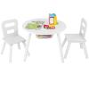 HONEY JOY Kids Table and Chair Set, Wooden Children Activity Table and 2 Chairs for Art & Craft, Storage Mesh Basket, 3-Piece Toddler Furniture Set for Daycare & Playroom, Gift for Boys Girls (White) view 1
