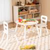 HONEY JOY Kids Table and Chair Set, Wooden Children Activity Table and 2 Chairs for Art & Craft, Storage Mesh Basket, 3-Piece Toddler Furniture Set for Daycare & Playroom, Gift for Boys Girls (White) view 2