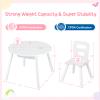 HONEY JOY Kids Table and Chair Set, Wooden Children Activity Table and 2 Chairs for Art & Craft, Storage Mesh Basket, 3-Piece Toddler Furniture Set for Daycare & Playroom, Gift for Boys Girls (White) view 3